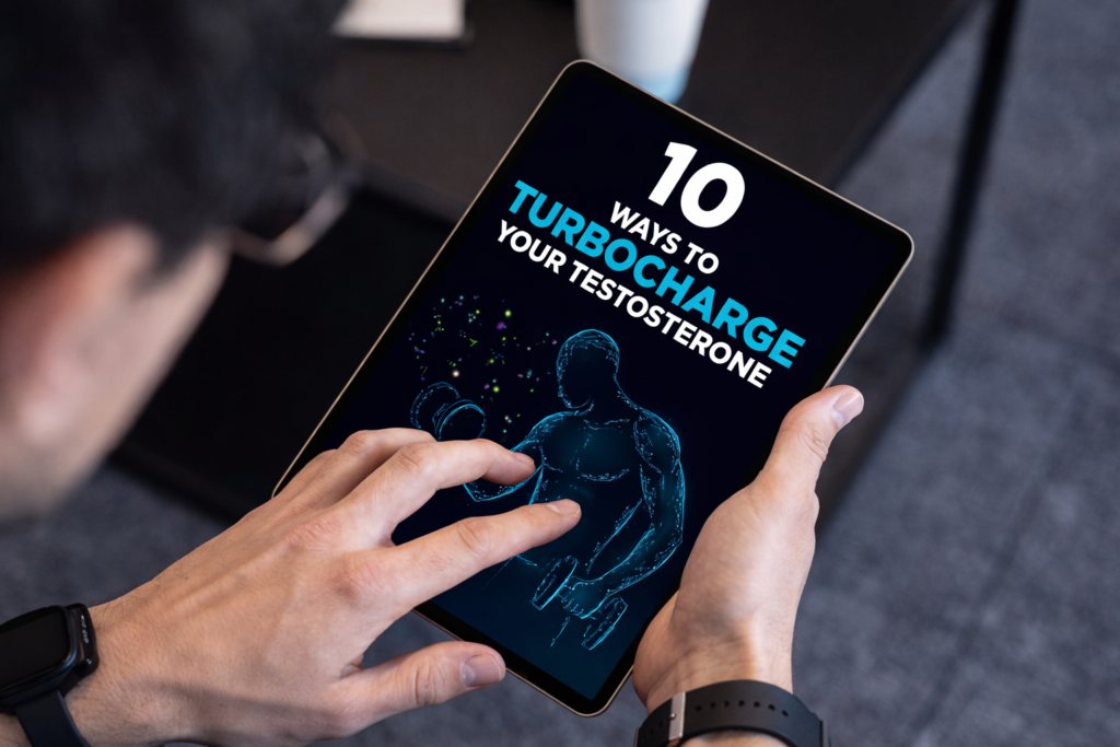 10 ways to turbocharge testosterone digital guide displayed on tablet