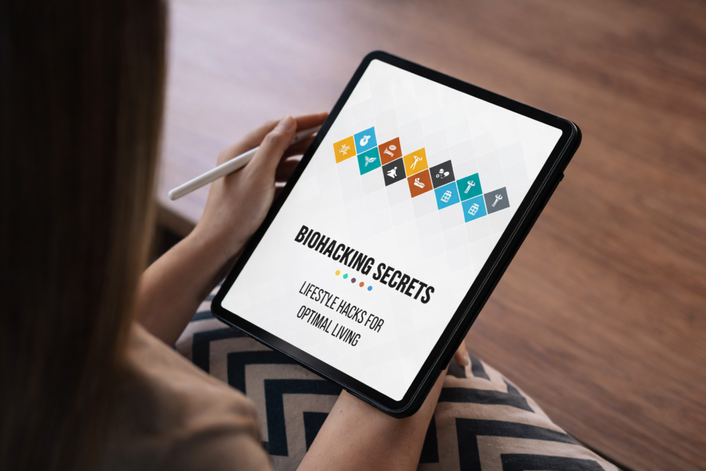 Biohacking Secrets digital guide displayed on tablet