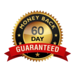 60 day money back guarantee badge gold seal with red guaranteed ribbon